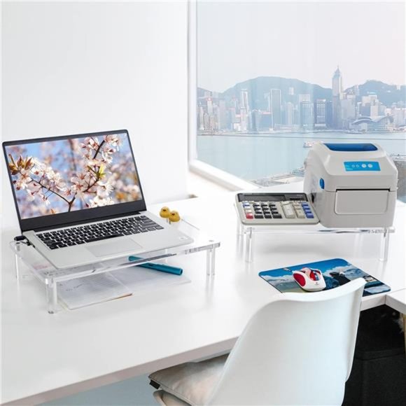 Pack of 2 Acrylic Monitor Stand - 10mm Thickness - 14.5''(L) x 9''(W) x 3.4''(H) - Picture 5 of 7